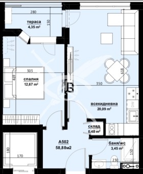 1 dormitorio Izgrev, Burgas 2