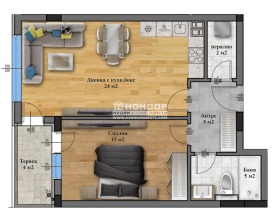 1 Schlafzimmer Ostromila, Plowdiw