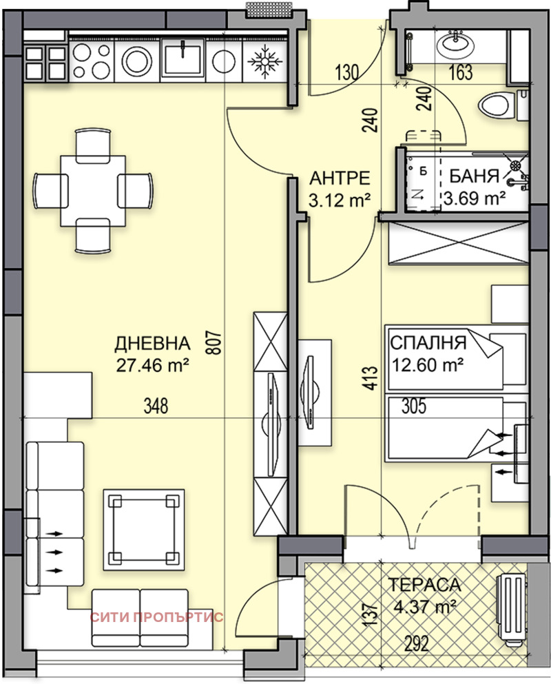 En venta  1 dormitorio Plovdiv , Gagarin , 71 metros cuadrados | 52295370 - imagen [3]