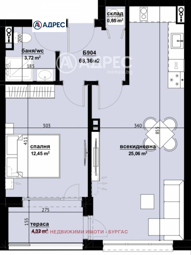 Продава 2-СТАЕН, гр. Бургас, Изгрев, снимка 3 - Aпартаменти - 47974347