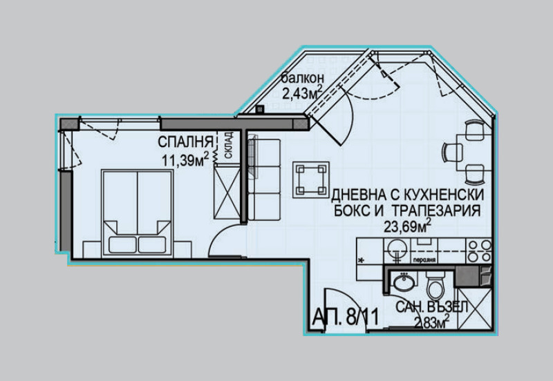 De vânzare  1 dormitor Sofia , Obelia 2 , 55 mp | 42650141 - imagine [2]