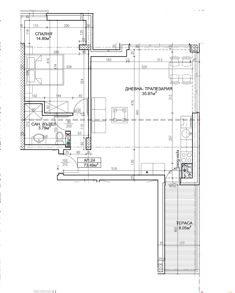 Продаја  1 спаваћа соба Софија , Обелја 2 , 84 м2 | 81455439 - слика [2]