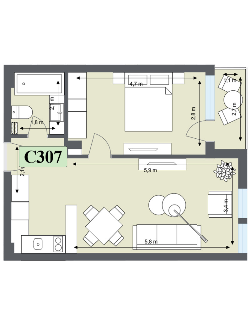 Продаја  1 спаваћа соба регион Благоевград , Банско , 69 м2 | 93060604 - слика [2]