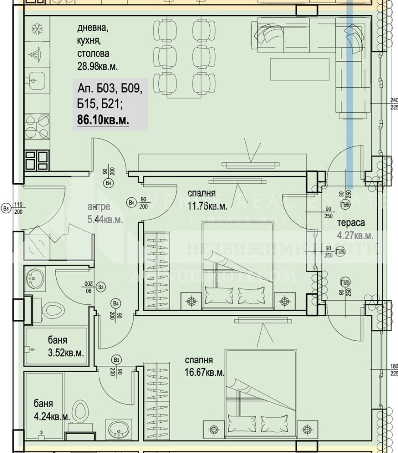 Satılık  2 yatak odası Plovdiv , Karşiyaka , 99 metrekare | 25639978 - görüntü [2]