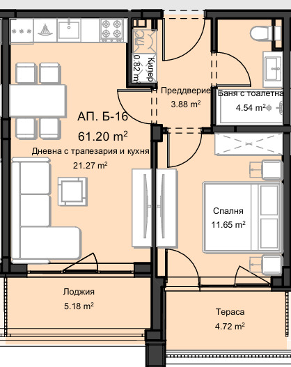 Myytävänä  1 makuuhuone Plovdiv , Ostromila , 67 neliömetriä | 79707731 - kuva [3]