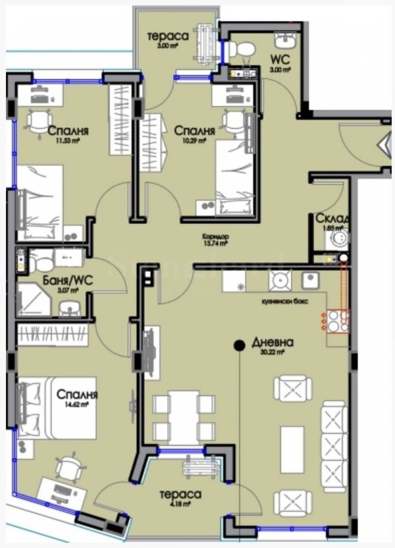 De vânzare  3 dormitoare Burgas , Izgrev , 128 mp | 95672480 - imagine [2]
