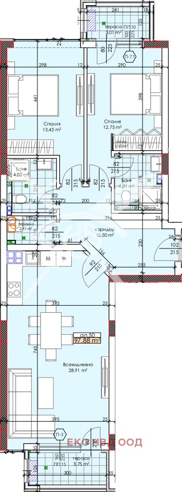 На продаж  2 спальні Пловдив , Тракия , 116 кв.м | 42477876