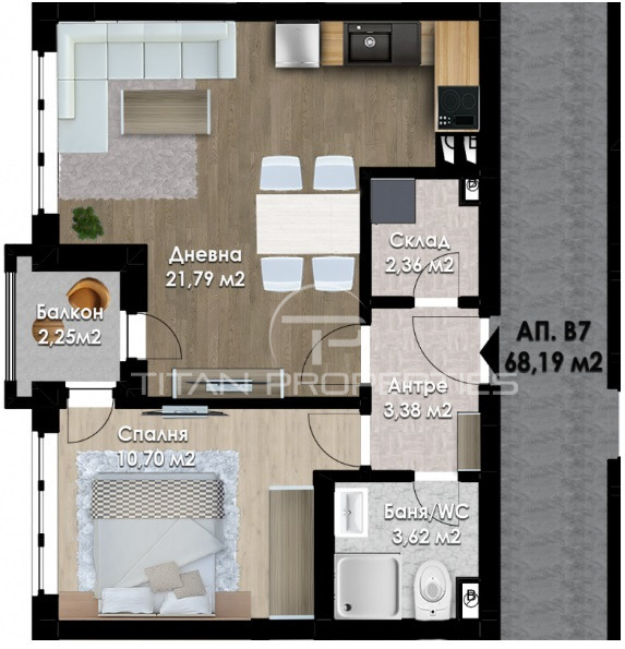 Na prodej  1 ložnice Plovdiv , Južen , 68 m2 | 72918399 - obraz [2]