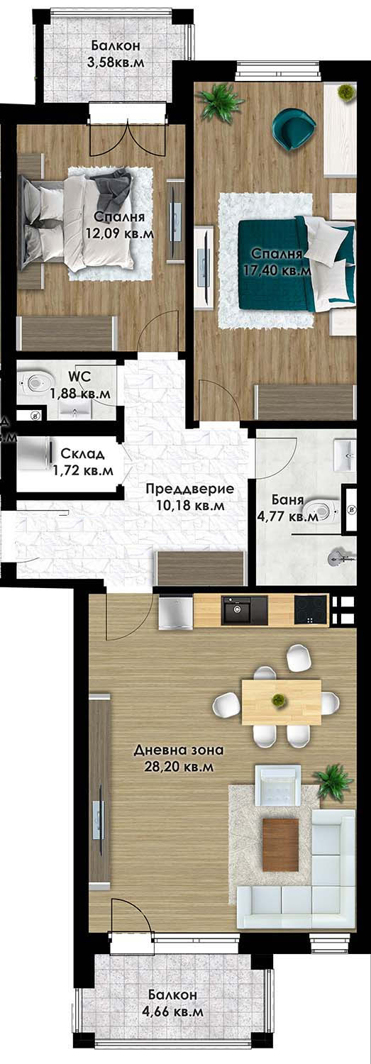 Te koop  2 slaapkamers Plovdiv , Juzjen , 113 m² | 62776457 - afbeelding [2]