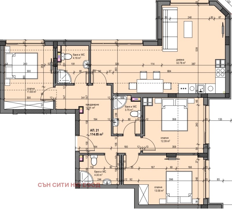 Продава 4-СТАЕН в град София, Зона Б-19 - 137 кв.м / 410 280 € » 802 437.93 лв., СЪН СИТИ НЮ ЕООД