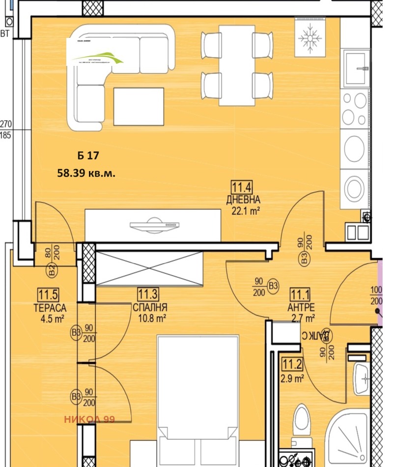 На продаж  1 спальня София , Малинова долина , 58 кв.м | 70719915 - зображення [3]