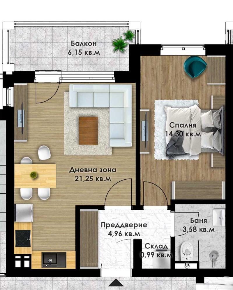 En venta  1 dormitorio Plovdiv , Yuzhen , 71 metros cuadrados | 55753894 - imagen [2]