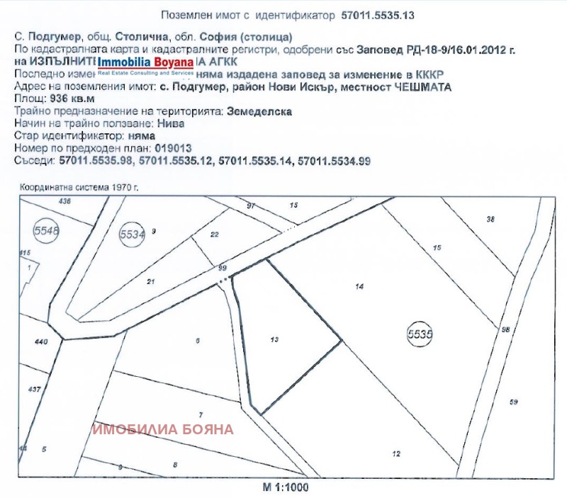 À vendre  Parcelle Sofia , Podgoumer , 936 m² | 13596563 - image [2]