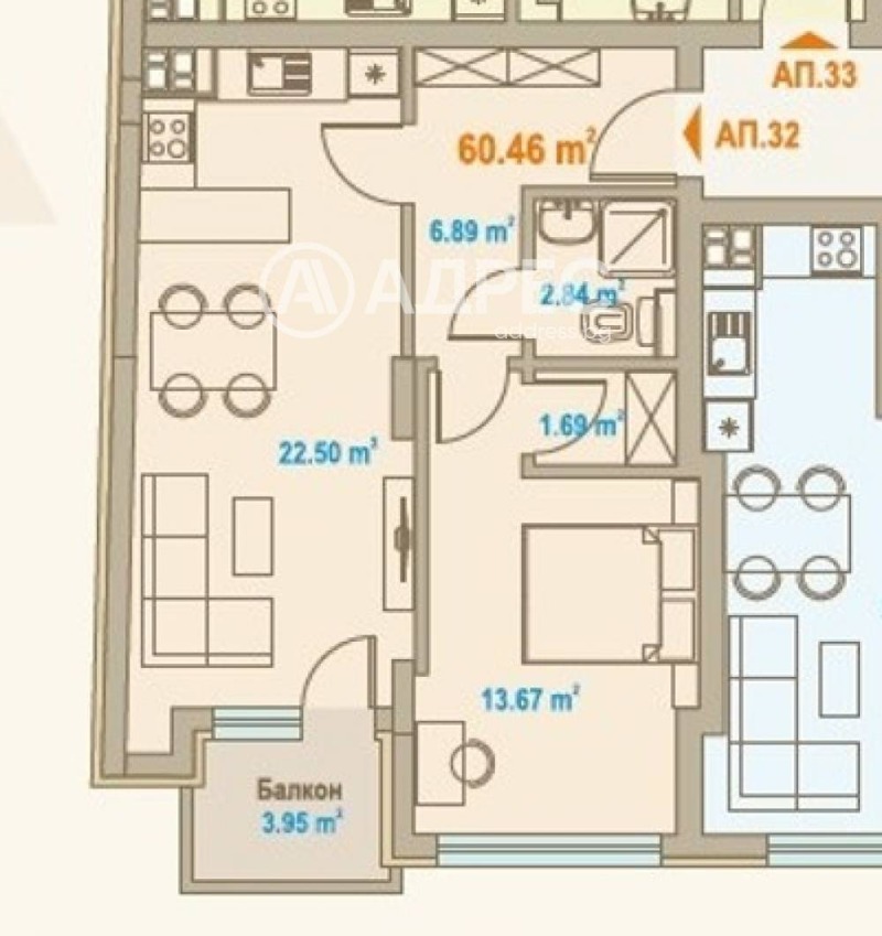 Продава 2-СТАЕН в град София, Център - 84 кв.м / 215 500 € » 421 481.37 лв., АДРЕС НЕДВИЖИМИ ИМОТИ