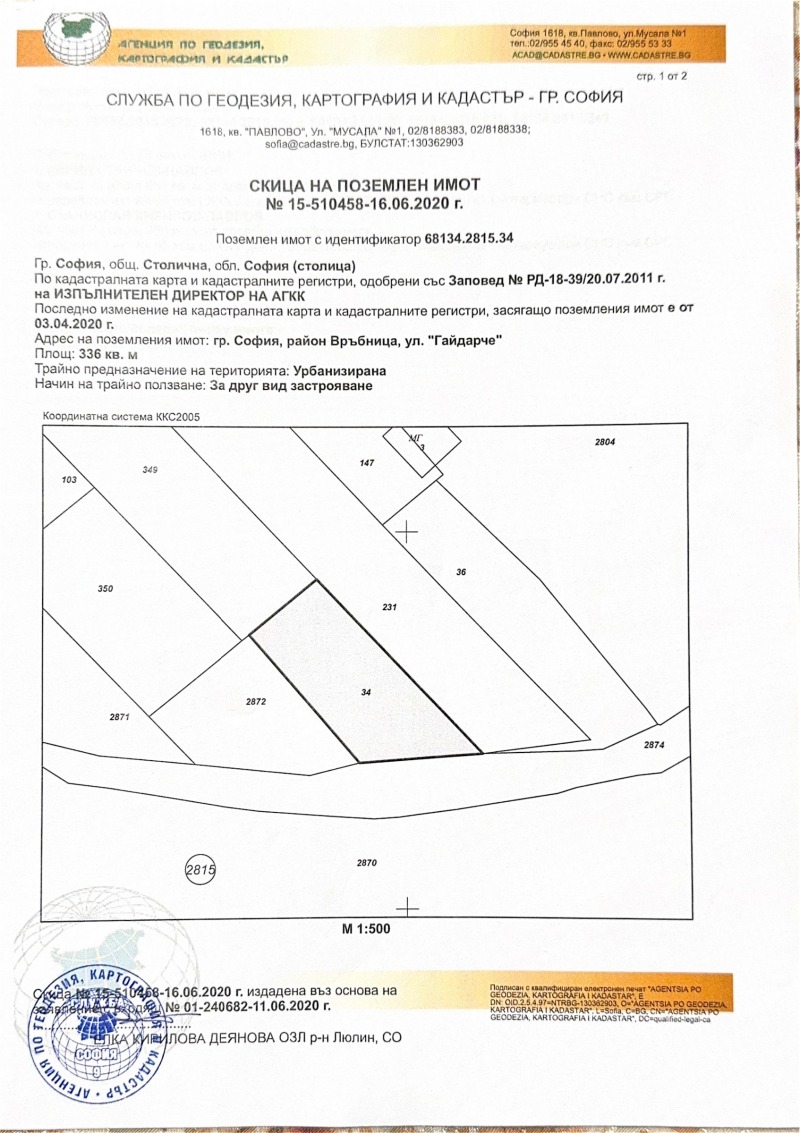 Продава ПАРЦЕЛ в град София, Връбница 2 - 980 кв.м / 62 000 € » 121 261.46 лв., АГЕНЦИЯ СКАЛА ДИ-НЕДВИЖИМИ ИМОТИ ЕООД