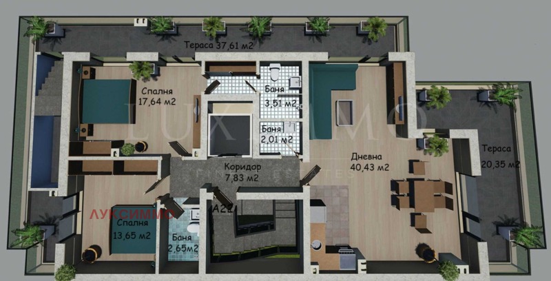 En venta  2 dormitorios Sofia , Tsentar , 359 metros cuadrados | 62155163 - imagen [4]