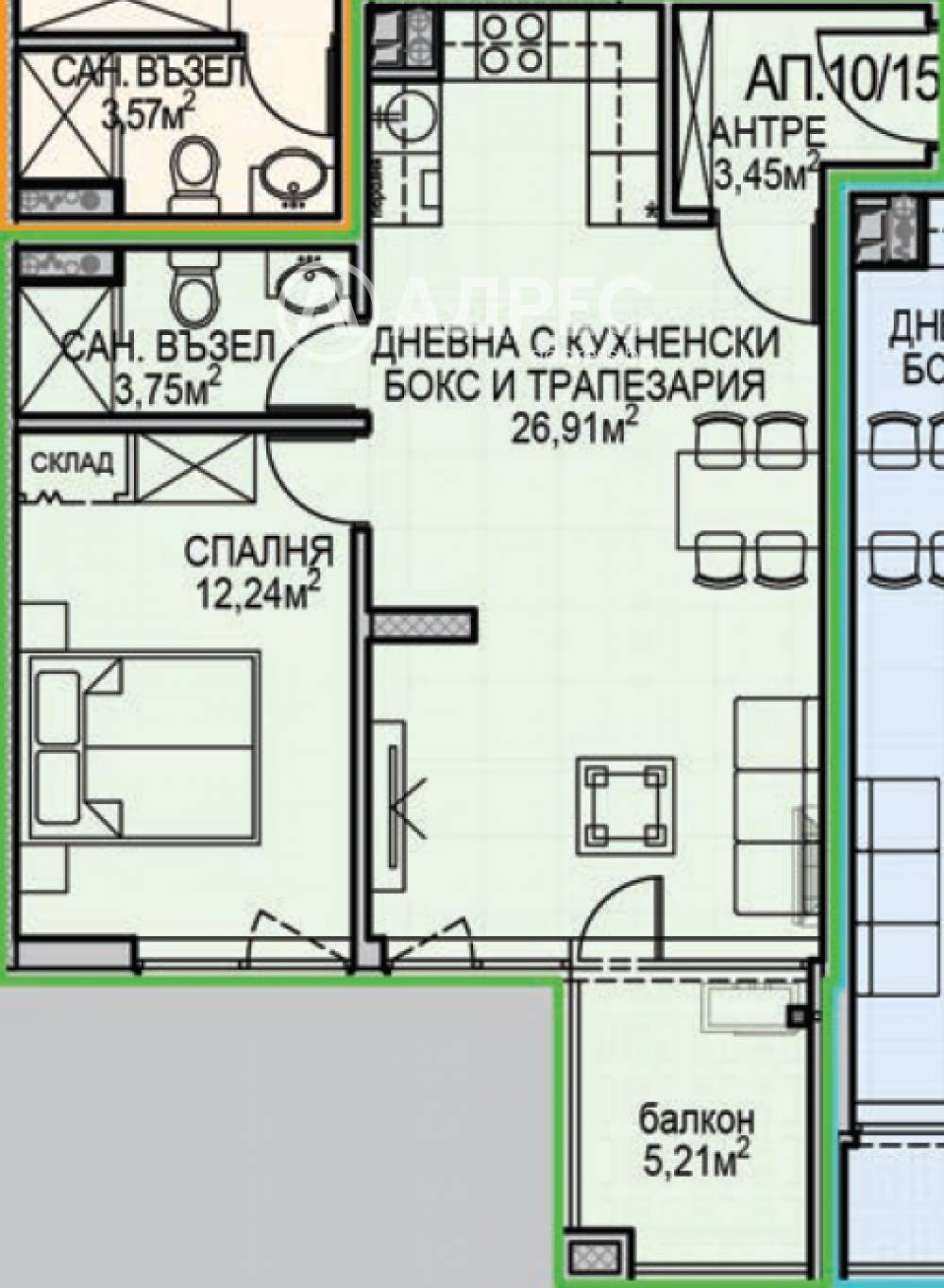 Продава 2-СТАЕН, гр. София, Обеля 2, снимка 4 - Апартаменти - 55457212