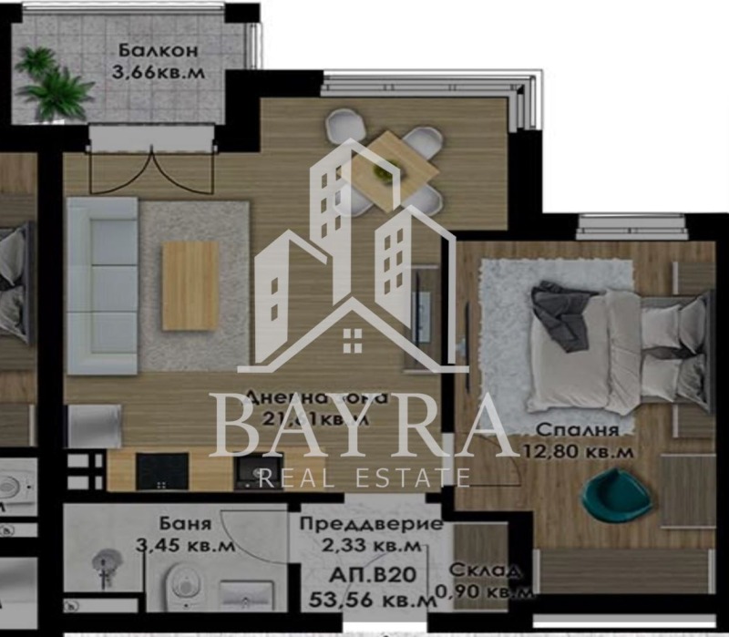 Myytävänä  1 makuuhuone Plovdiv , Ostromila , 61 neliömetriä | 80708425 - kuva [4]