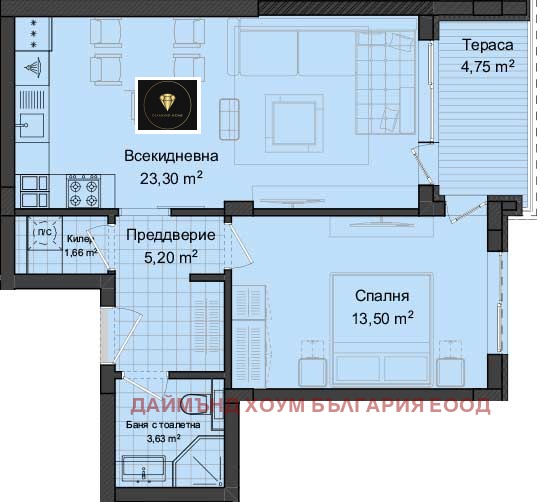 Eladó  1 hálószoba Plovdiv , Gagarin , 72 négyzetméter | 48600215 - kép [2]