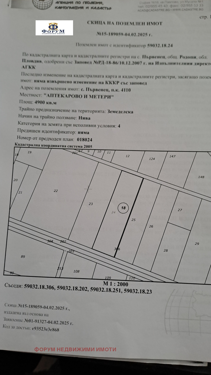 Продава ПАРЦЕЛ, с. Първенец, област Пловдив, снимка 1 - Парцели - 49551101