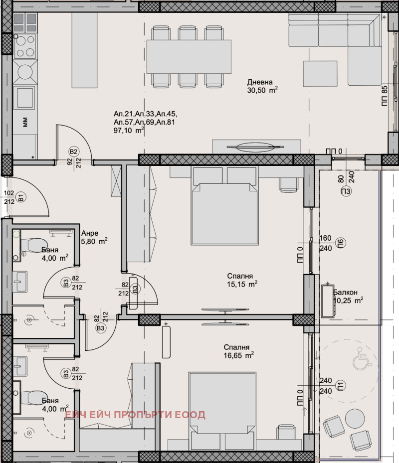 En venta  2 dormitorios Plovdiv , Zapaden , 121 metros cuadrados | 76970967 - imagen [4]