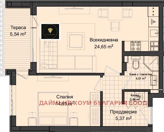 На продаж  1 спальня Пловдив , Гагарин , 79 кв.м | 27787620 - зображення [2]