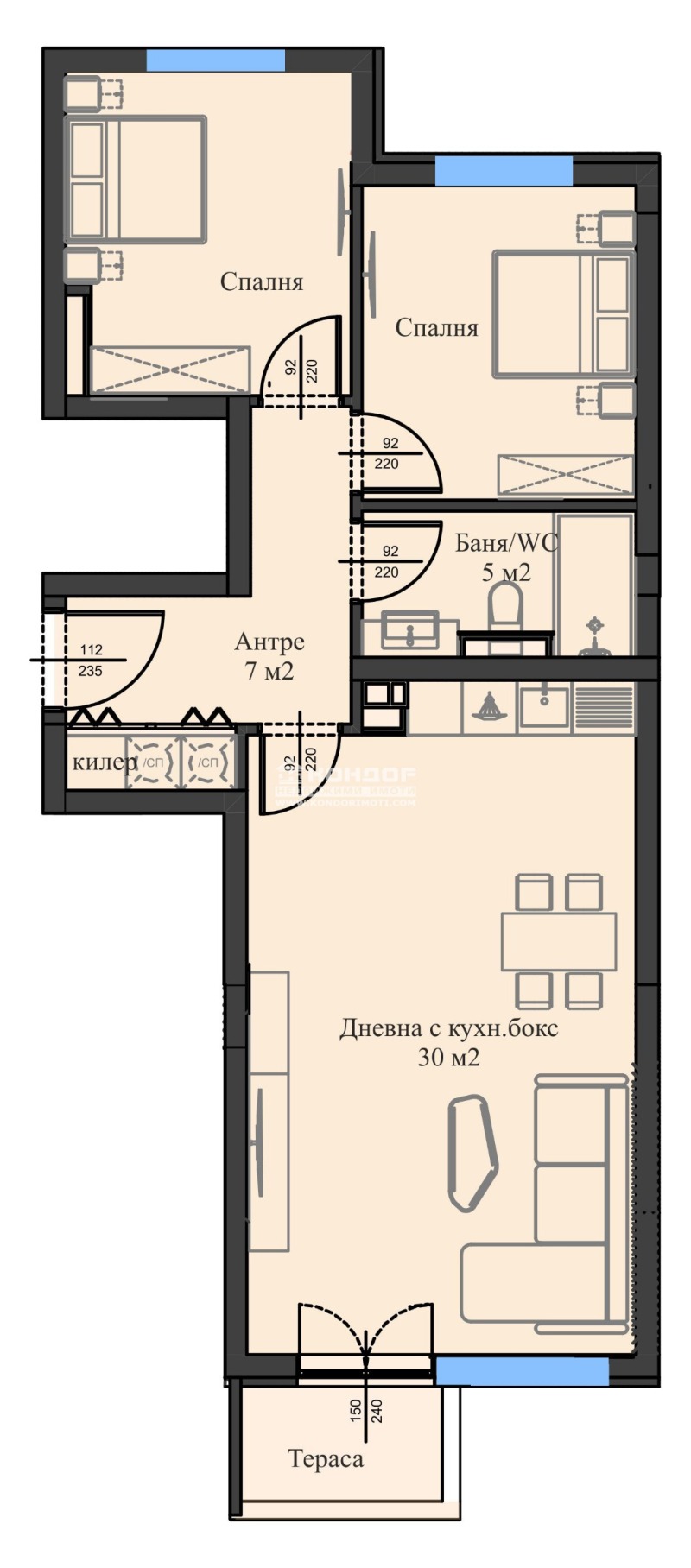 Till salu  2 sovrum Plovdiv , Vastanitjeski , 91 kvm | 79369634 - bild [5]