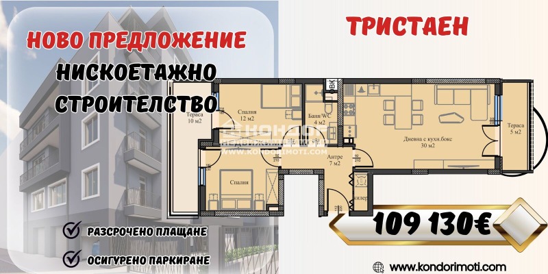 Продава 3-СТАЕН, гр. Пловдив, Въстанически
