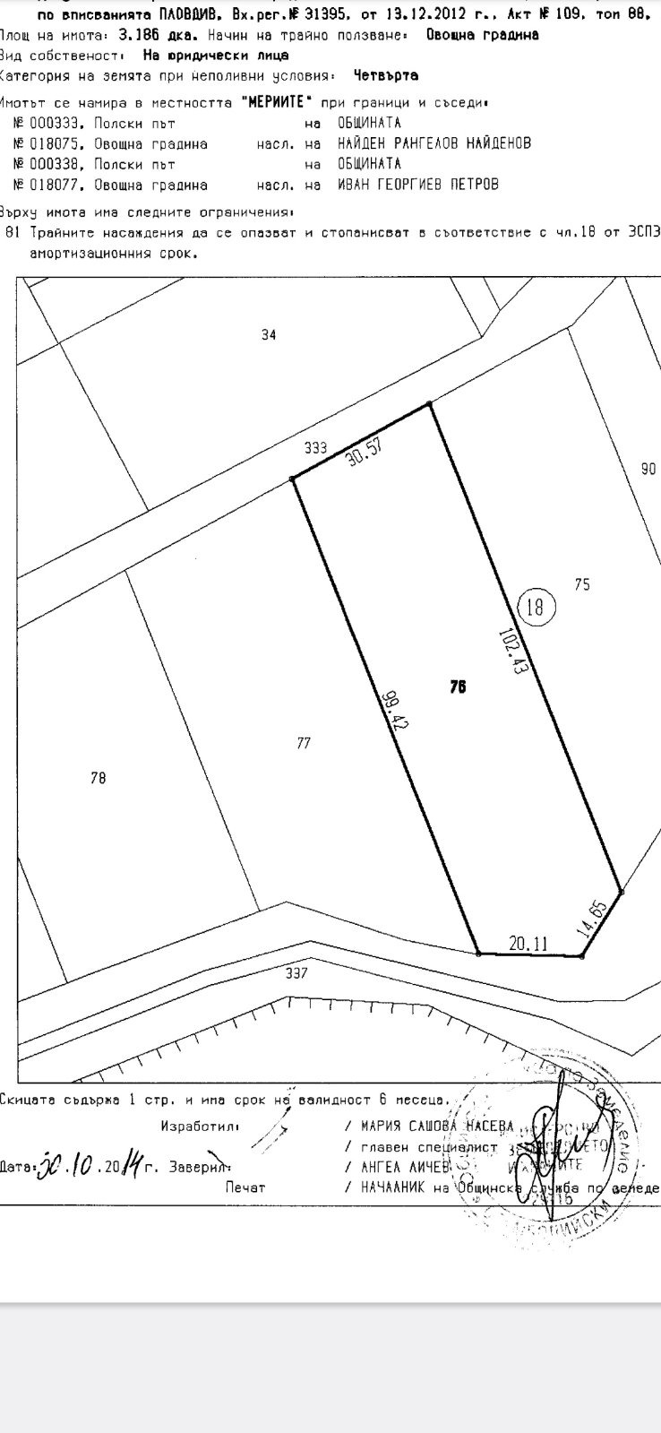 Til salgs  Plott region Plovdiv , Stambolijski , 3186 kvm | 99675713