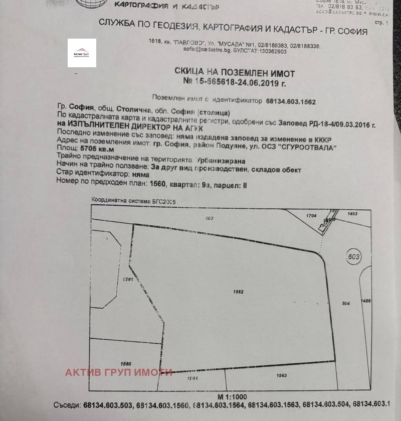 Продава ПАРЦЕЛ в град София, Орландовци - 5705 кв.м / 1 200 000 € » 2 346 996.00 лв., АКТИВ ГРУП ИМОТИ