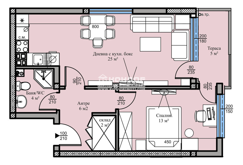 Продаја  1 спаваћа соба Пловдив , Христо Смирненски , 71 м2 | 99197293 - слика [2]