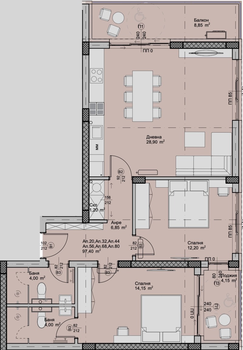For Sale  2 bedroom Plovdiv , Hristo Smirnenski , 113 sq.m | 56988708 - image [2]