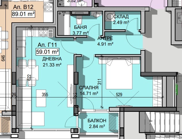 Satılık  1 yatak odası Sofia , Manastirski livadi , 69 metrekare | 47962943 - görüntü [2]