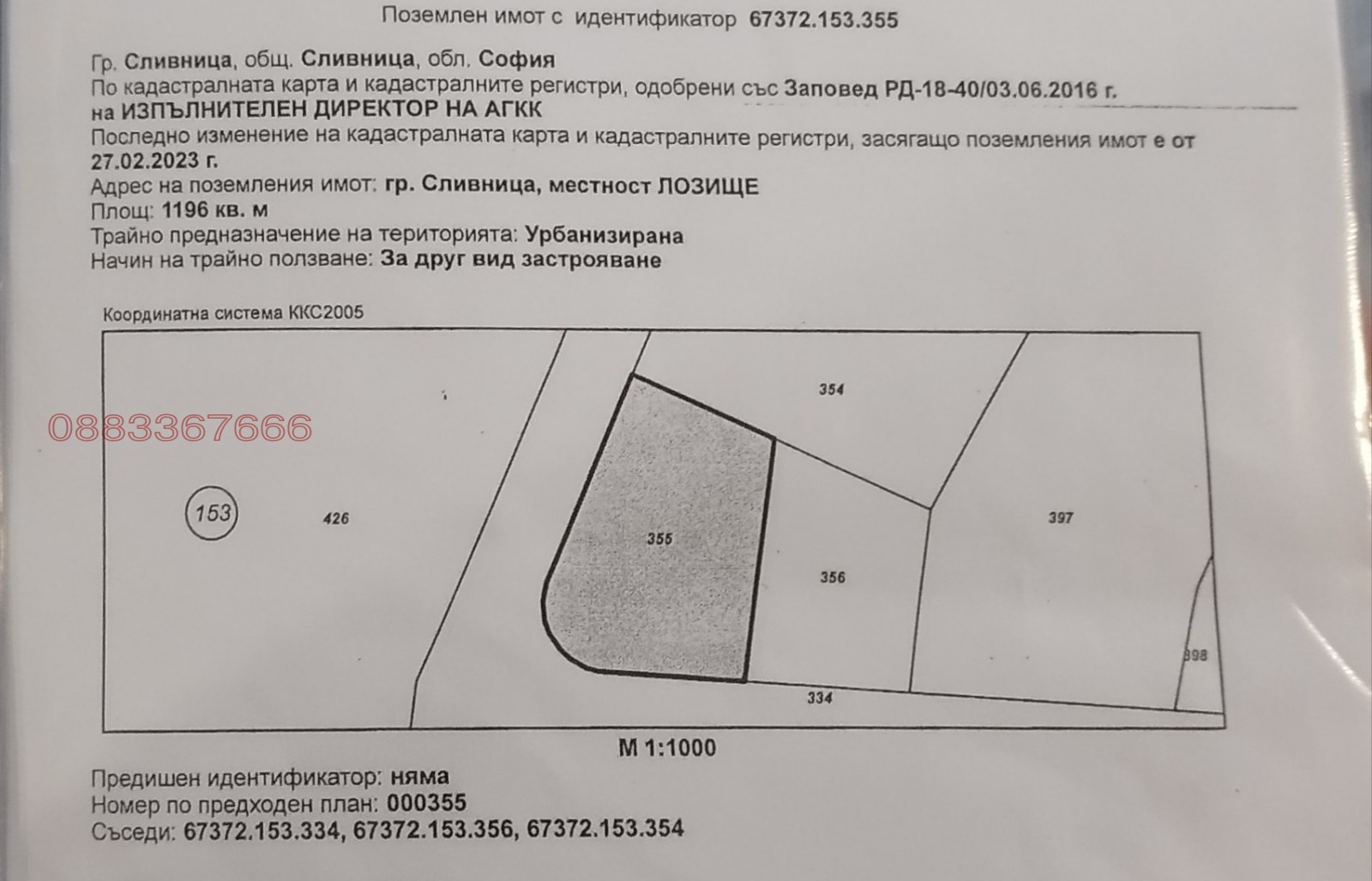 Продава ПАРЦЕЛ, гр. Сливница, област София област
