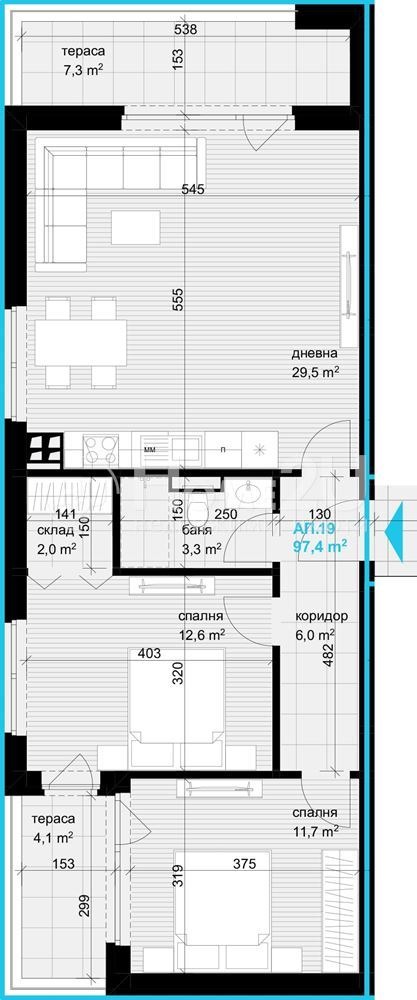 En venta  2 dormitorios Varna , Asparujovo , 113 metros cuadrados | 76537503 - imagen [2]