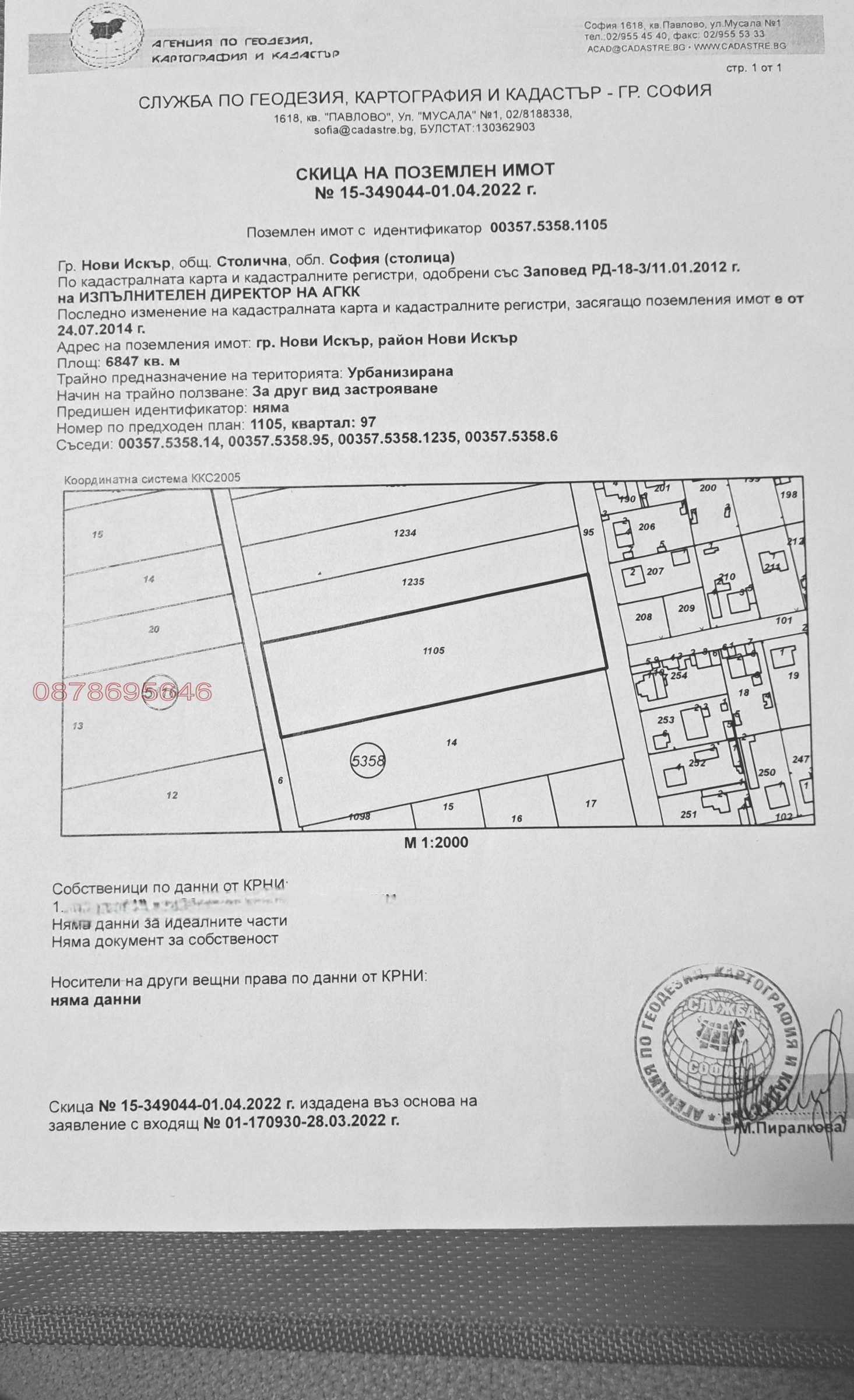 Продава ПАРЦЕЛ, гр. София, гр. Нови Искър