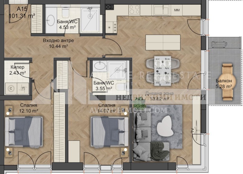Myytävänä  2 makuuhuonetta Plovdiv , Mladežki Halm , 125 neliömetriä | 88149300 - kuva [2]