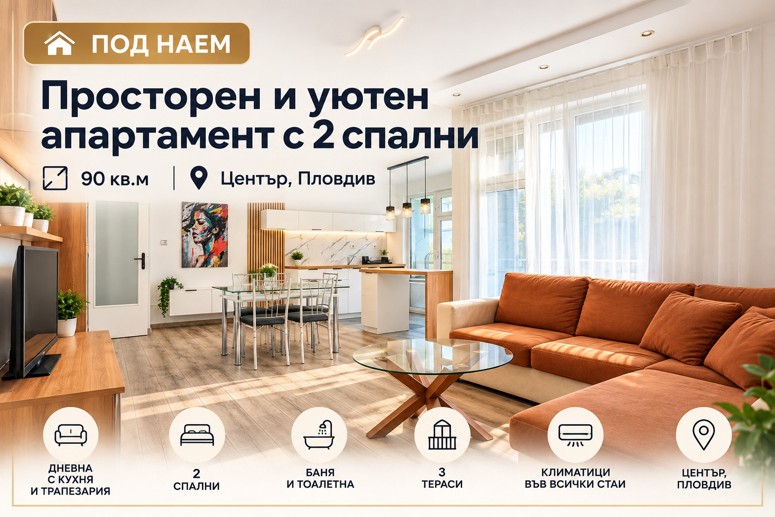 Дава под наем 3-СТАЕН, гр. Пловдив, Център