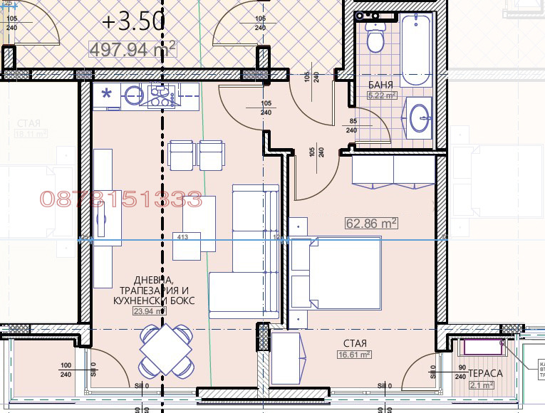 Дава под наем 2-СТАЕН, гр. София, Кръстова вада, снимка 15 - Апартаменти - 53355607