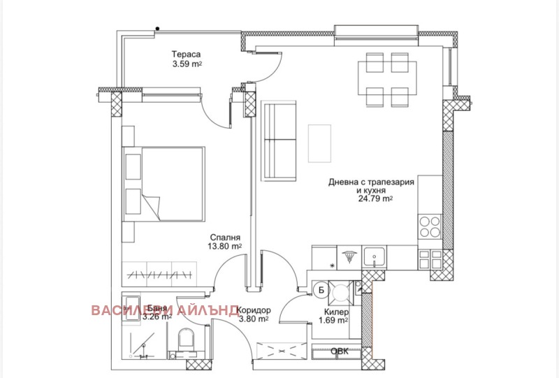 Дава под наем 2-СТАЕН, гр. София, Хладилника, снимка 7 - Апартаменти - 53128090