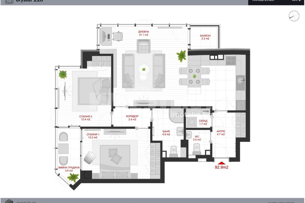 Дава под наем 3-СТАЕН, гр. София, Манастирски ливади, снимка 4 - Апартаменти - 53916923