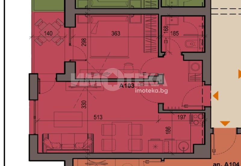 Издаје се  1 спаваћа соба Софија , Малинова долина , 65 м2 | 85884109 - слика [4]